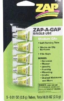 .01oz. Zap-A-Gap CA+ Single-Use Tubes (5/cd) Zap Glues