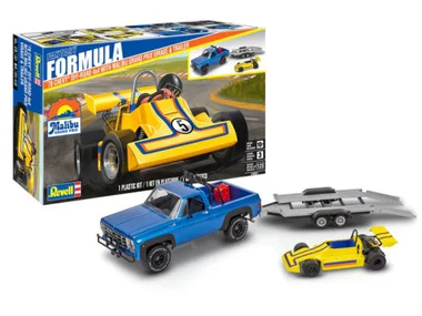 **PREORDER** 1978 Chevy Off-Road 4x4 Pickup Truck w/Malibu Grand Prix Virage Race Car & Trailer 1/25 Revell (ETA: Q4 2025)